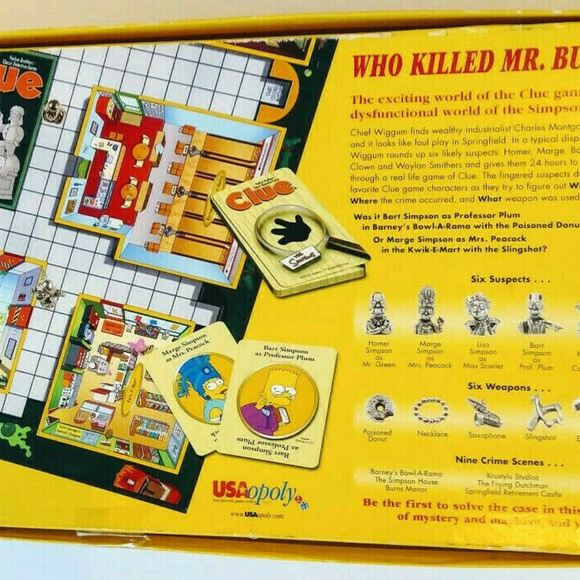The Simpsons Clue Board Game 1st Edition Game Game - Picture 4 of 8